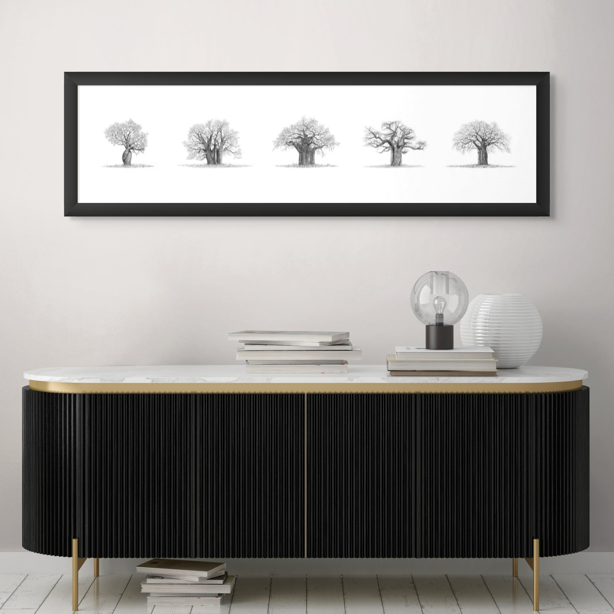 5 African Baobabs - Panorama