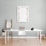 2026 wildlife calendar with illustrations of South African safari animals on a white background