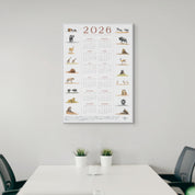 2026 wildlife calendar with illustrations of South African safari animals on a white background