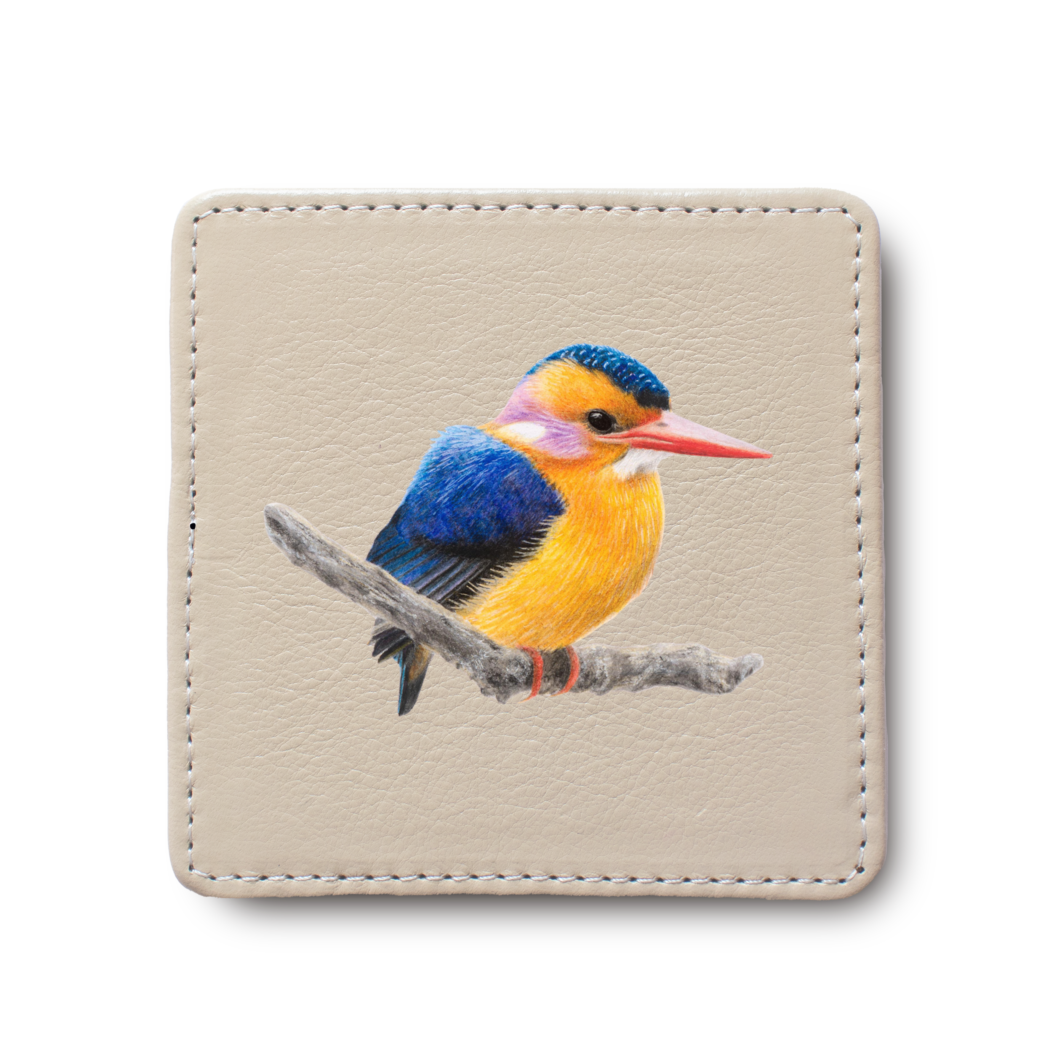 African Pygmy Kingfisher Leather Coaster