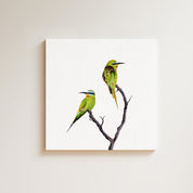 Blue Cheeked Bee Eaters drawing on canvas by South African wildlife artist Matthew Bell
