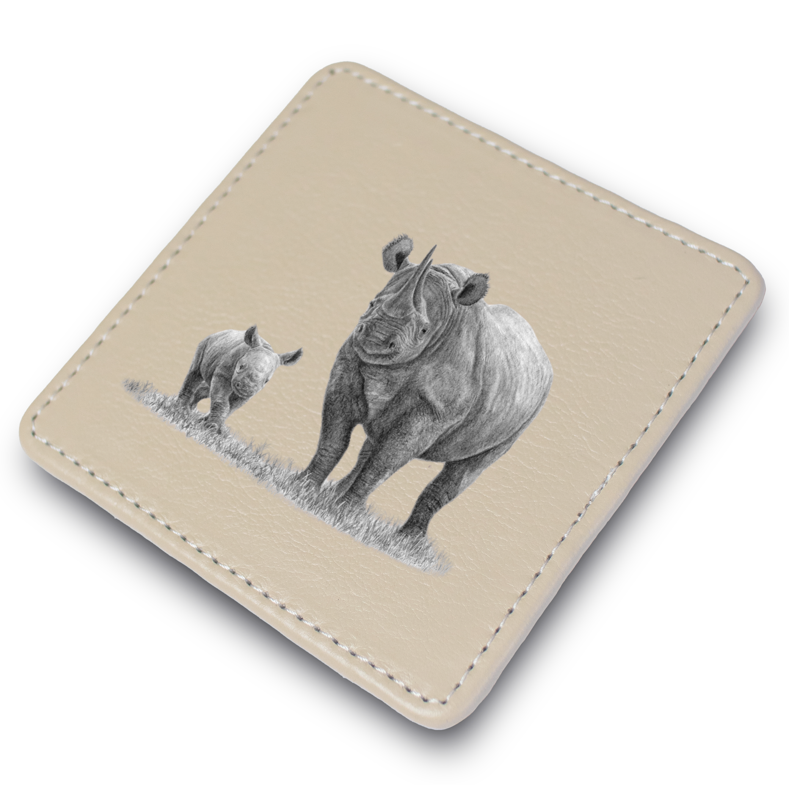 Black Rhino Leather Coaster