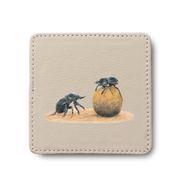 Dung Beetles Leather Coaster