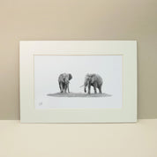 A pair of two African Elephants in the Serengeti in Tanzania