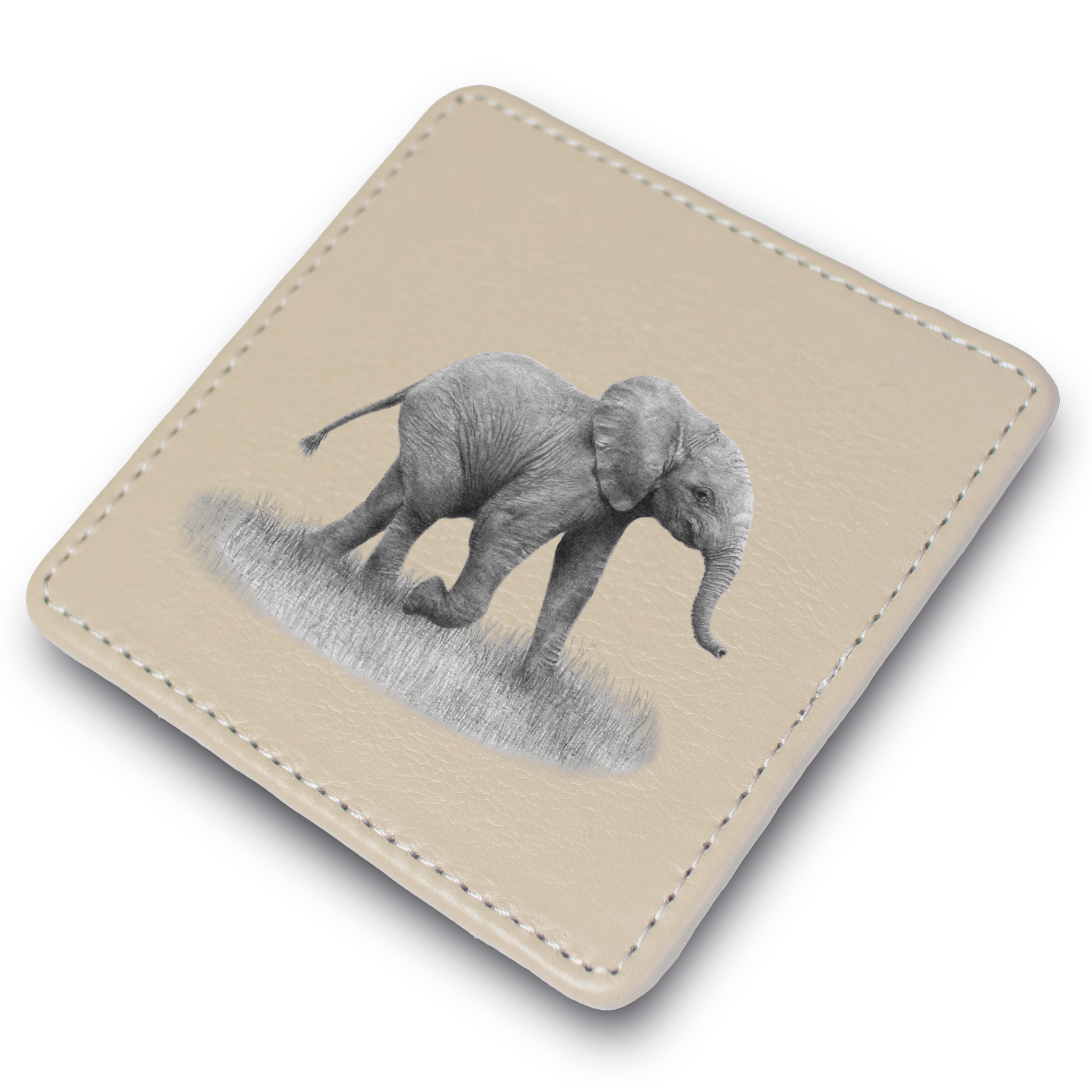 Elephant Baby Leather Coaster