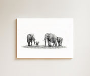 Elephant Family (E9) on Canvas