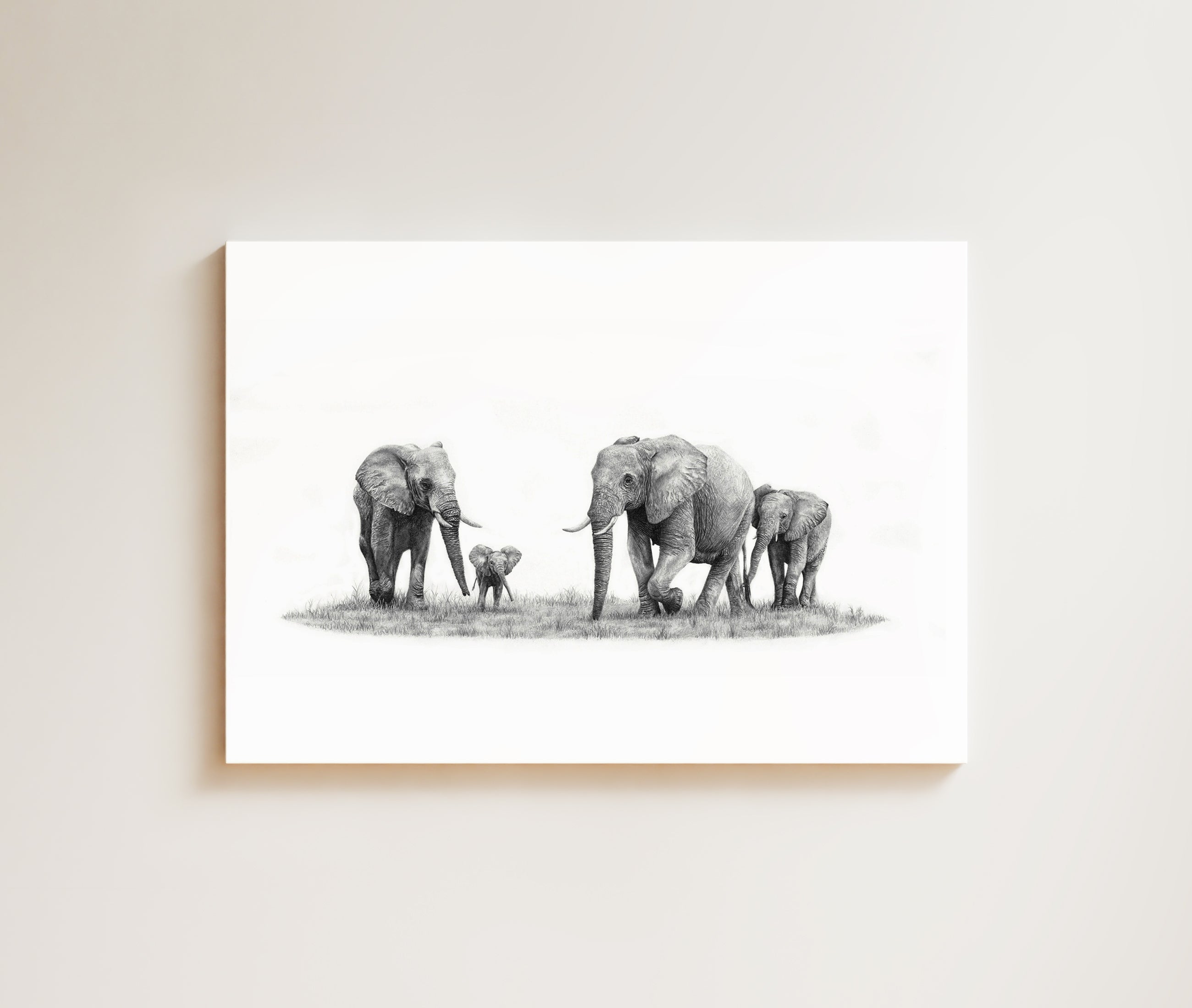 Elephant Family (E9) on Canvas