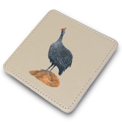 Guinea Fowl Leather Coaster