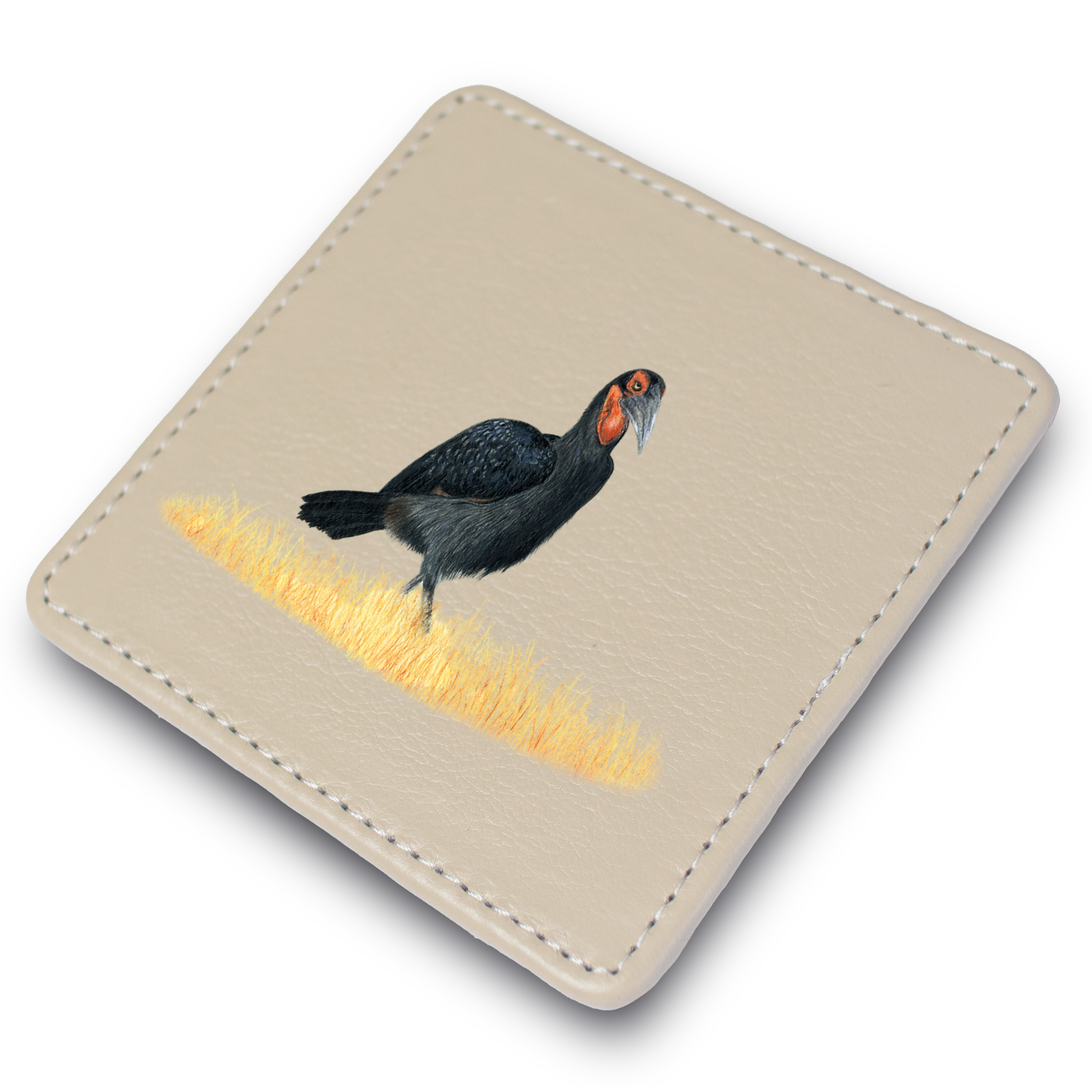 Ground Hornbill Leather Coaster