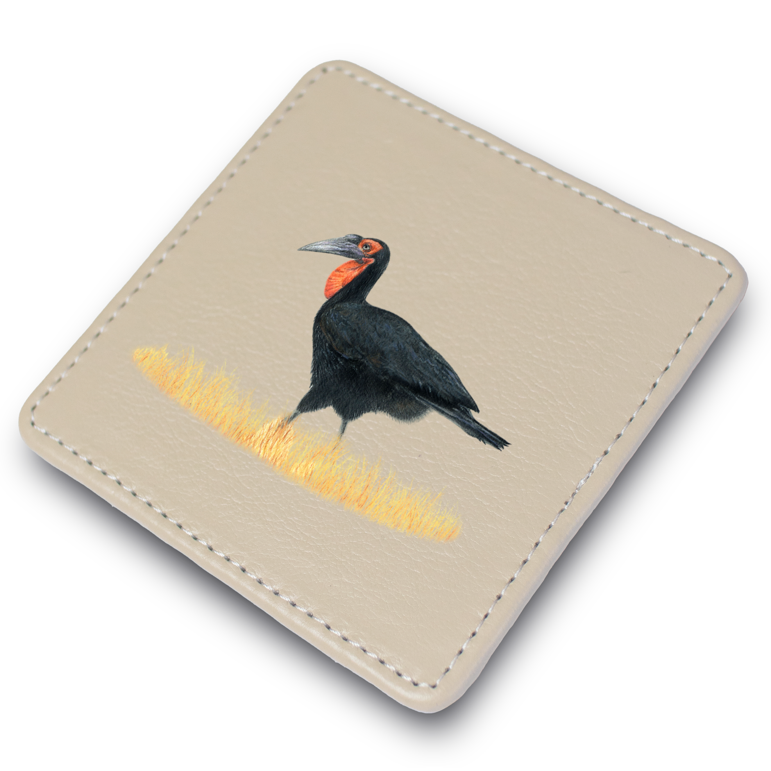 Ground Hornbill Leather Coaster