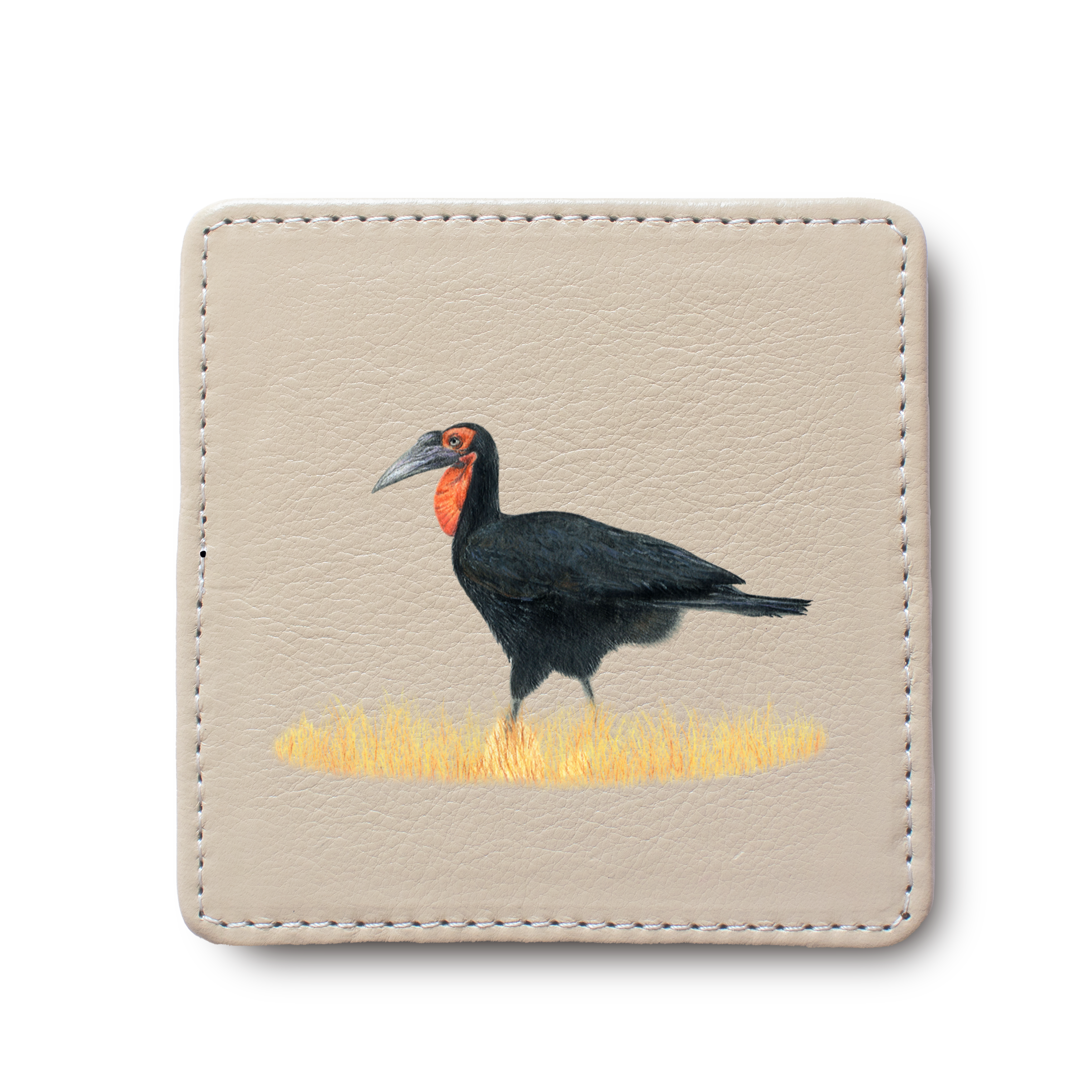 Ground Hornbill Leather Coaster