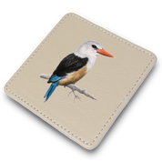 Grey Headed Kingfisher Leather Coaster