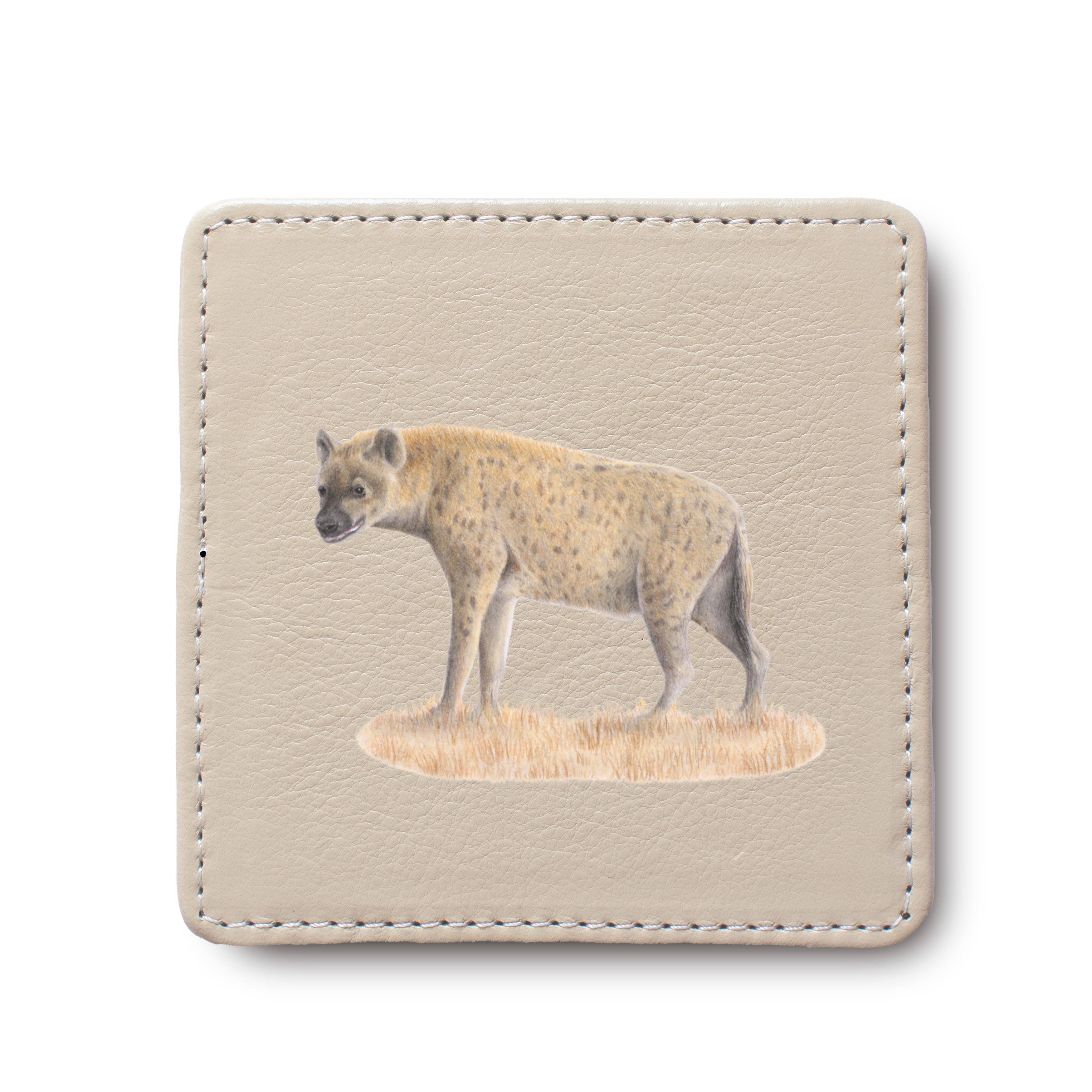 Spotted Hyena leather coaster by South African wildlife artist Matthew Bell