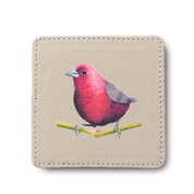 Jameson's Firefinch Bird leather coaster by South African wildlife artist Matthew Bell