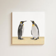 King Penguins drawing on canvas by South African wildlife artist Matthew Bell
