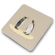 King Penguins Leather Coaster
