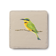 Little Bee Eater Bird leather coaster by South African wildlife artist Matthew Bell