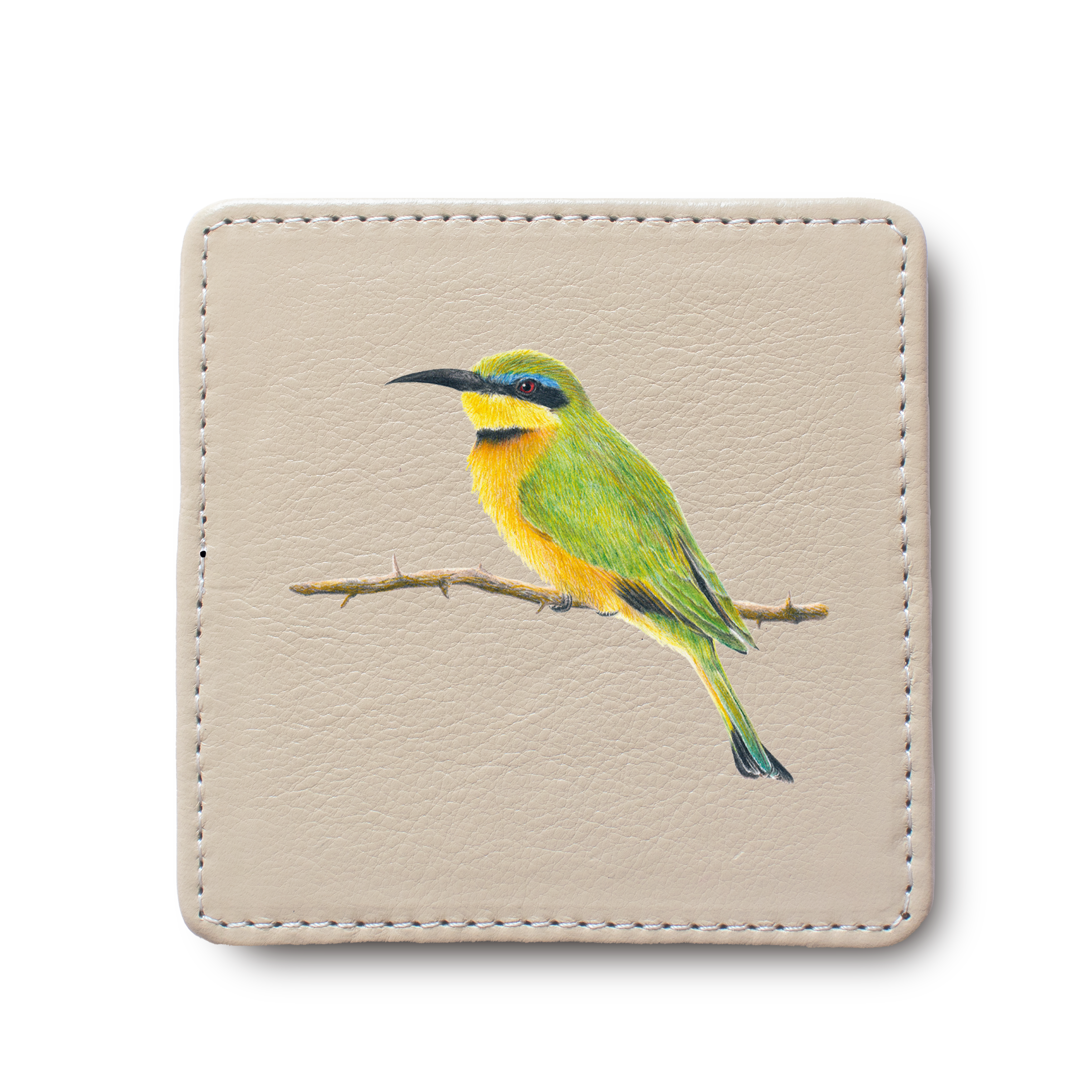 Little Bee Eater Bird leather coaster by South African wildlife artist Matthew Bell