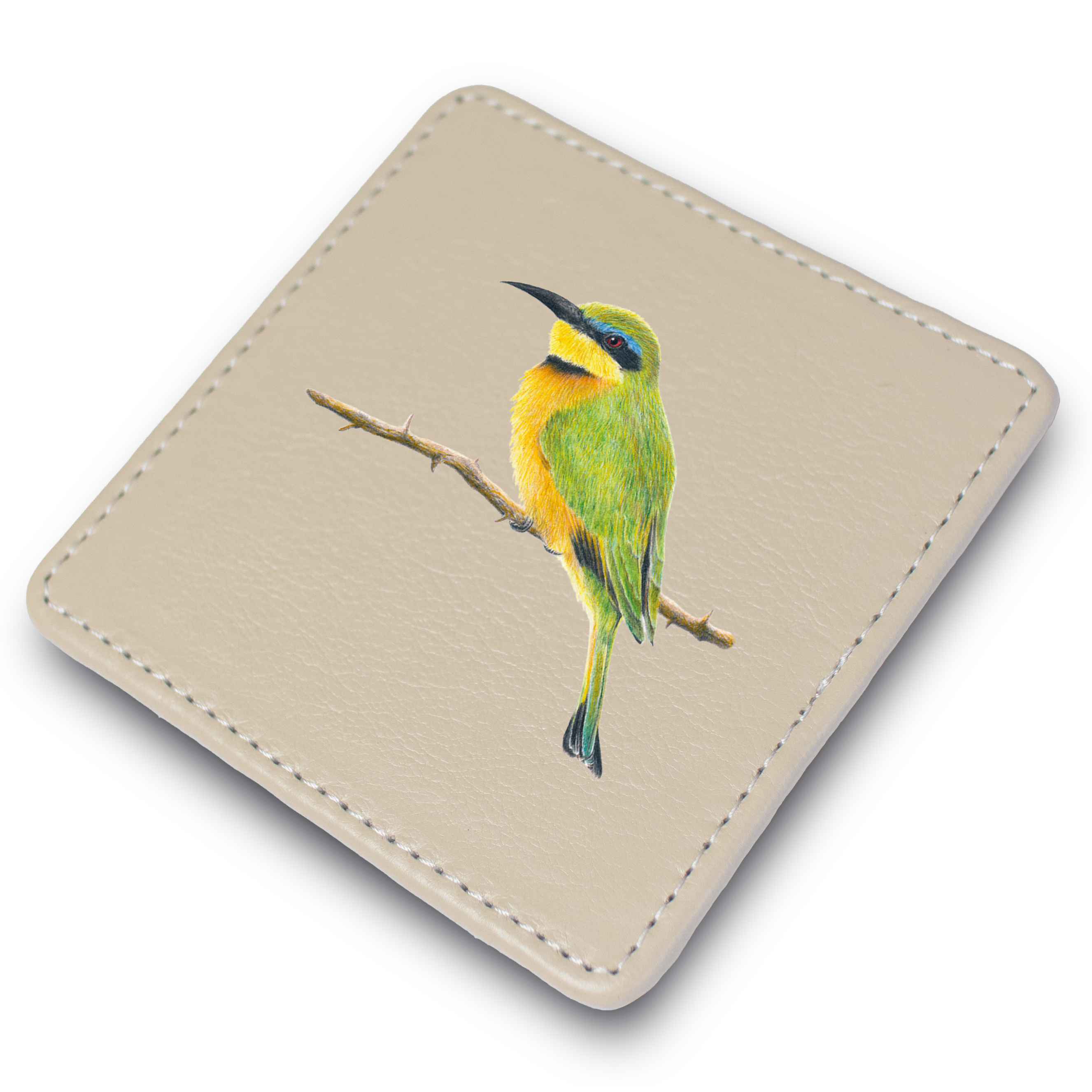 Little Bee Eater Leather Coaster