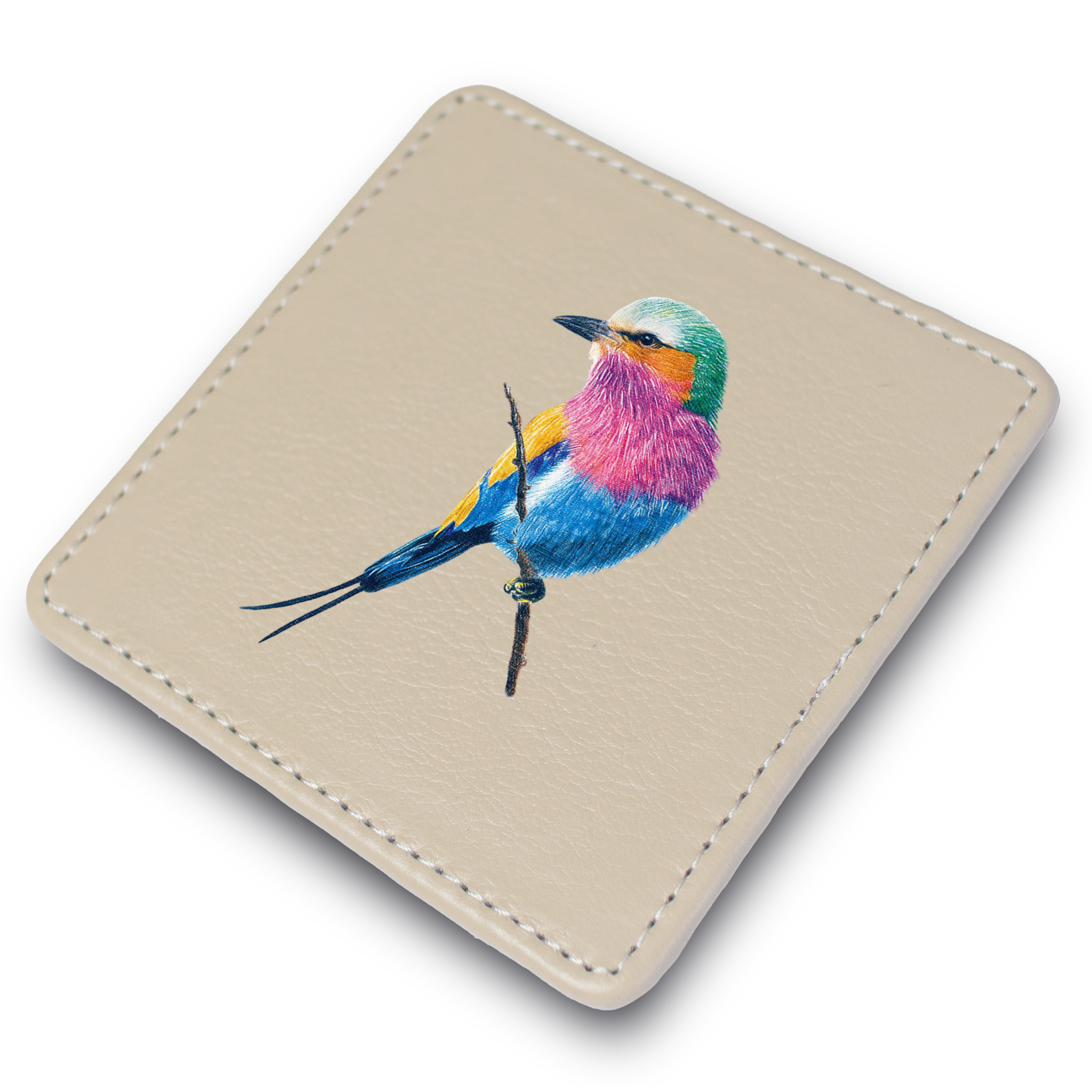 Lilac Breasted Roller Leather Coaster
