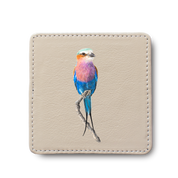 Lilac Breasted Roller Bird leather coaster by South African wildlife artist Matthew Bell