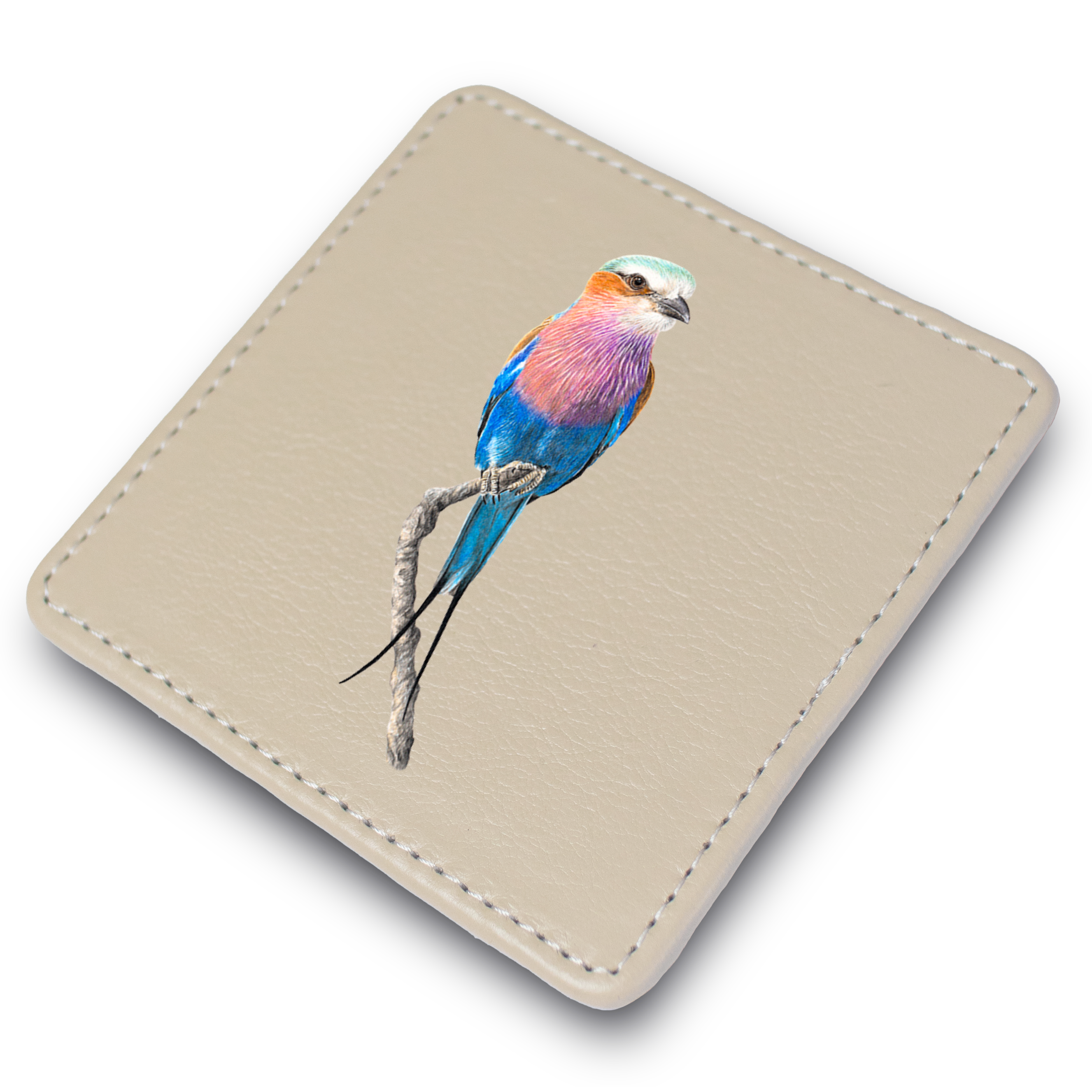 Lilac Breasted Roller Leather Coaster