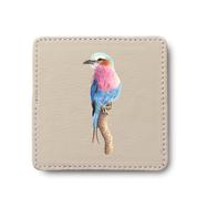 Lilac Breasted Roller Bird leather coaster by South African wildlife artist Matthew Bell