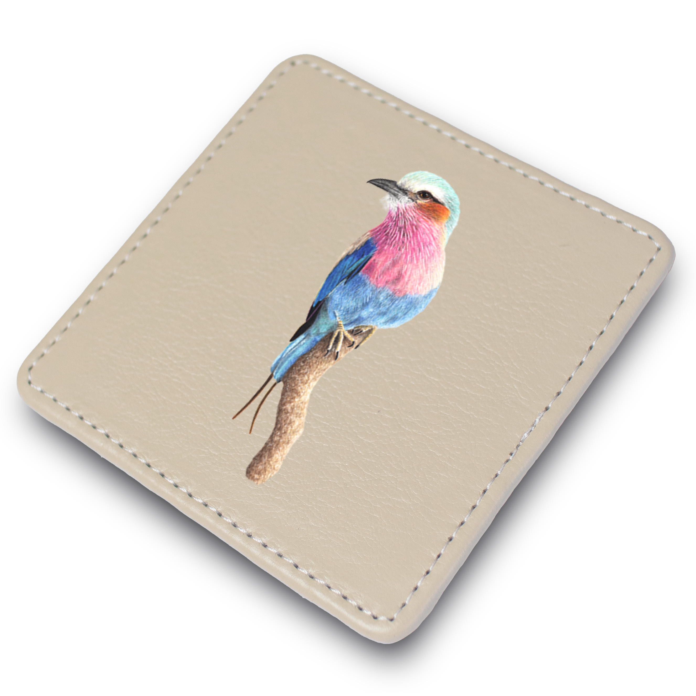 Lilac Breasted Roller Leather Coaster