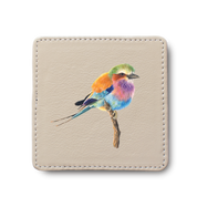 Lilac Breasted Roller Bird leather coaster by South African wildlife artist Matthew Bell