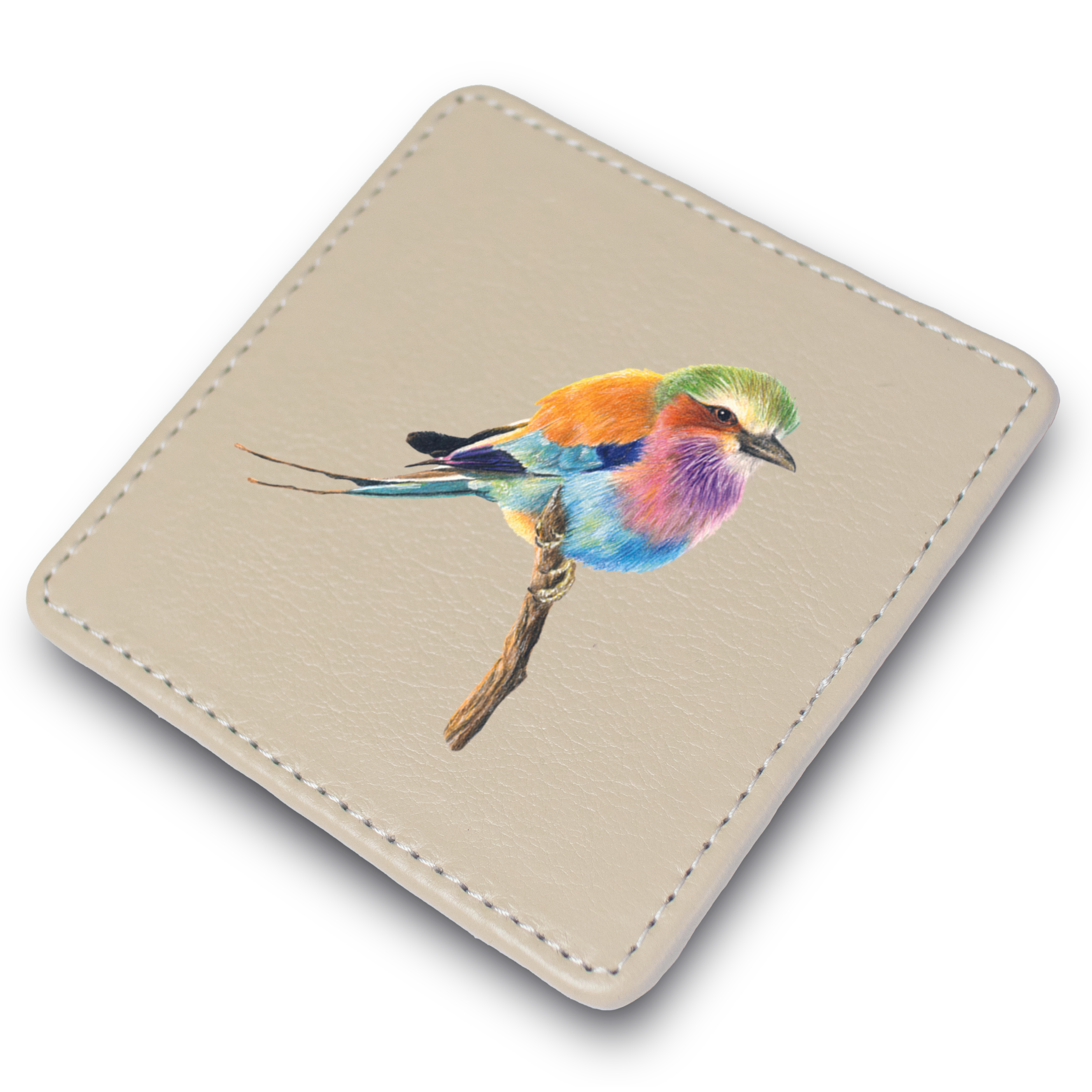 Lilac Breasted Roller Leather Coaster