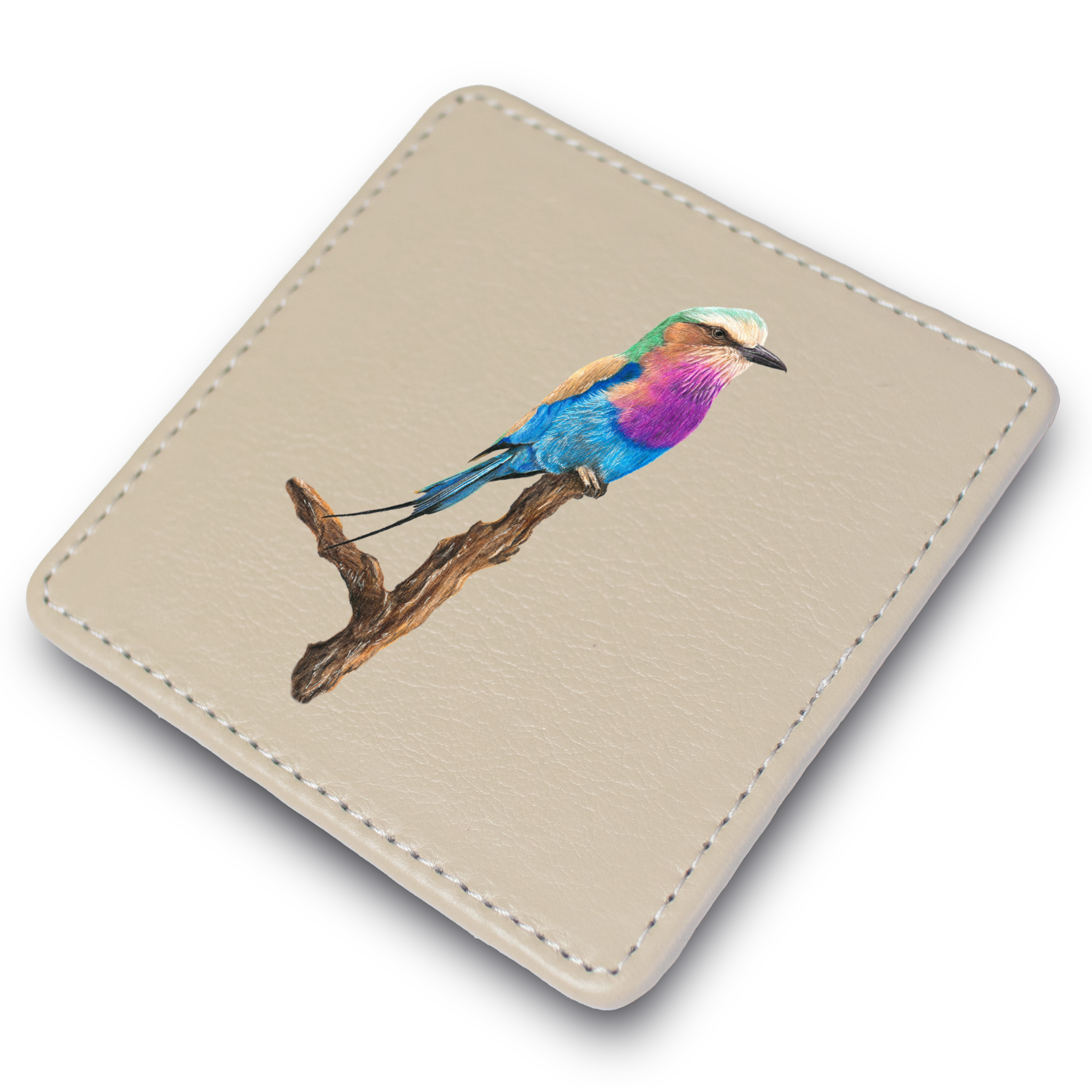 Lilac Breasted Roller Leather Coaster