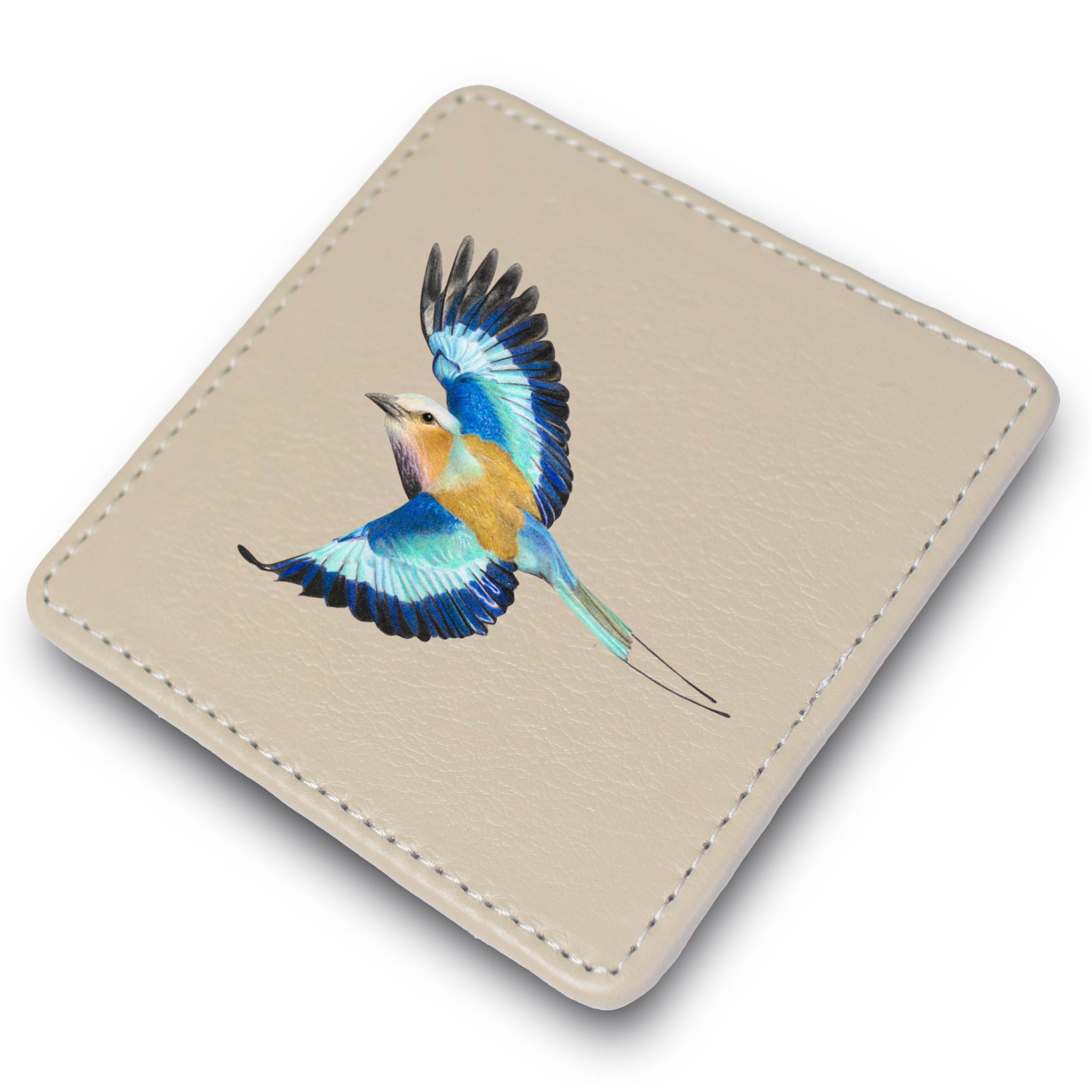 Lilac Breasted Roller Leather Coaster