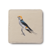 Lesser Striped Swallow Bird leather coaster by South African wildlife artist Matthew Bell