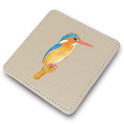 Malachite Kingfisher Leather Coaster
