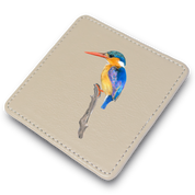 Malachite Kingfisher Leather Coaster