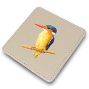 Malachite Kingfisher Leather Coaster