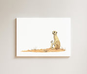 Meerkat Mother and Baby drawing on canvas by South African wildlife artist Matthew Bell