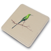 Malachite Sunbird Leather Coaster