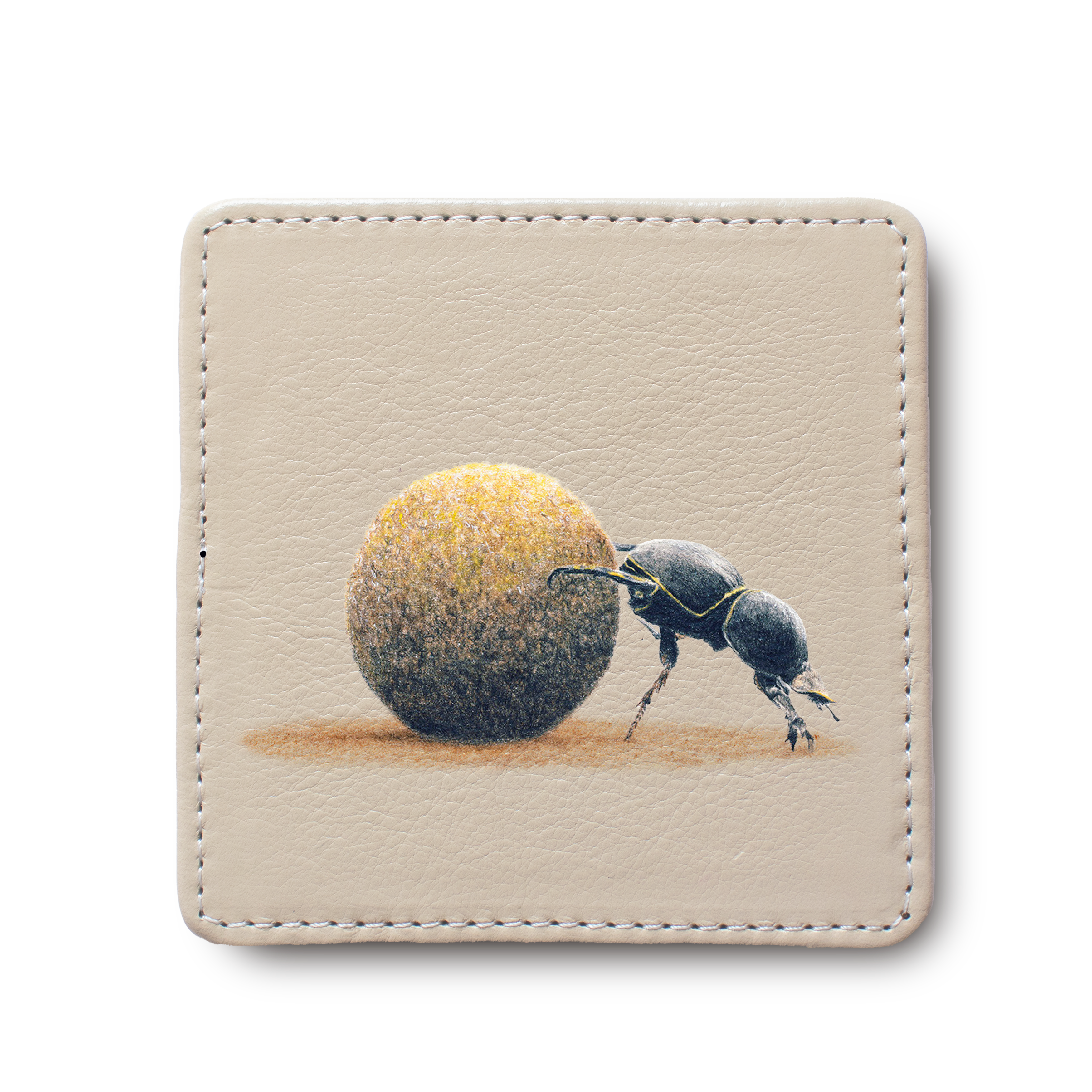 Dung Beetle Leather Coaster