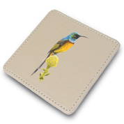 Orange Breasted Sunbird Leather Coaster