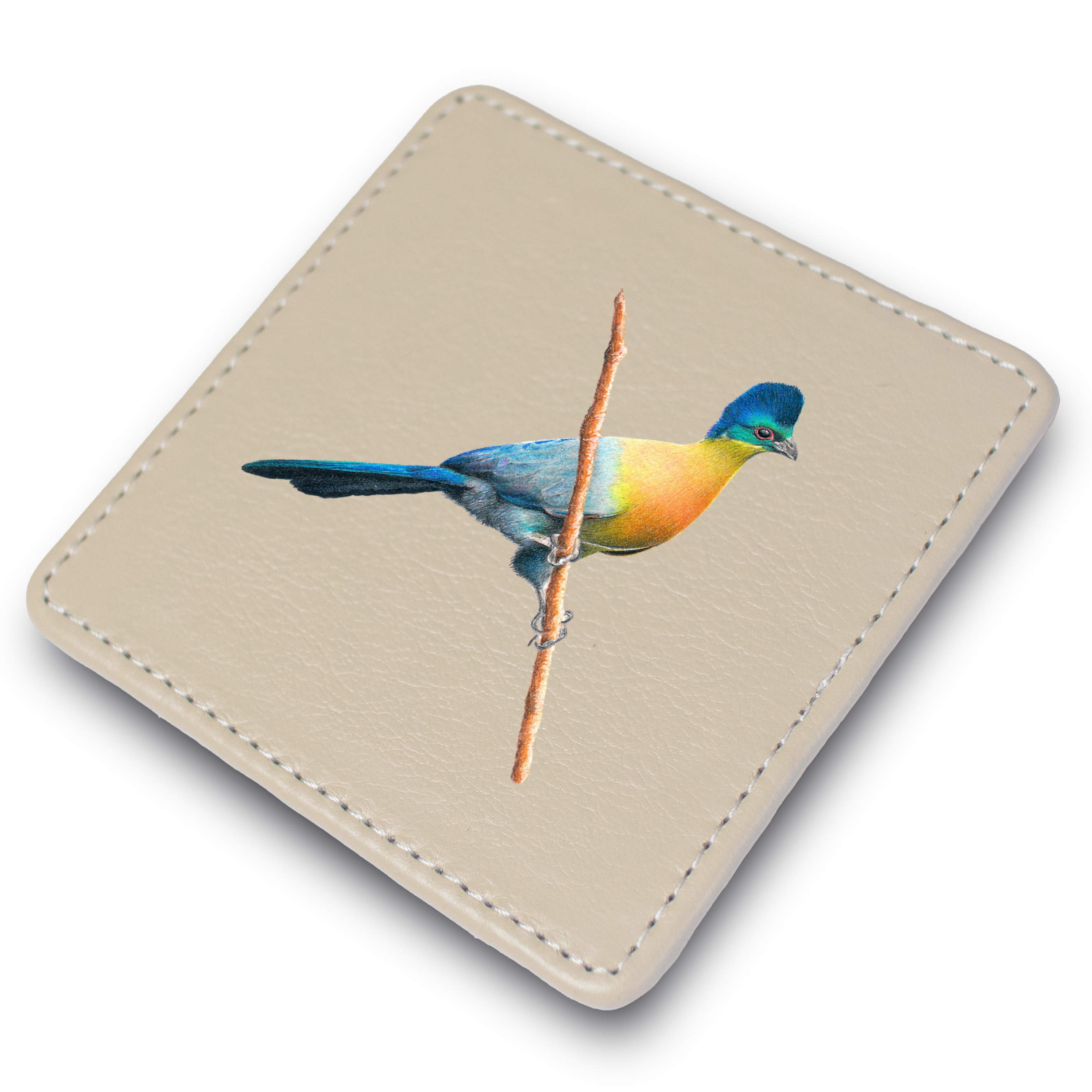 Purple Crested Turaco Leather Coaster