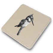 Pied Kingfisher Leather Coaster