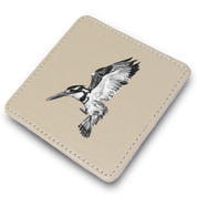 Pied Kingfisher Leather Coaster