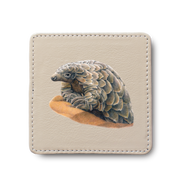 Pangolin leather coaster by South African wildlife artist Matthew Bell