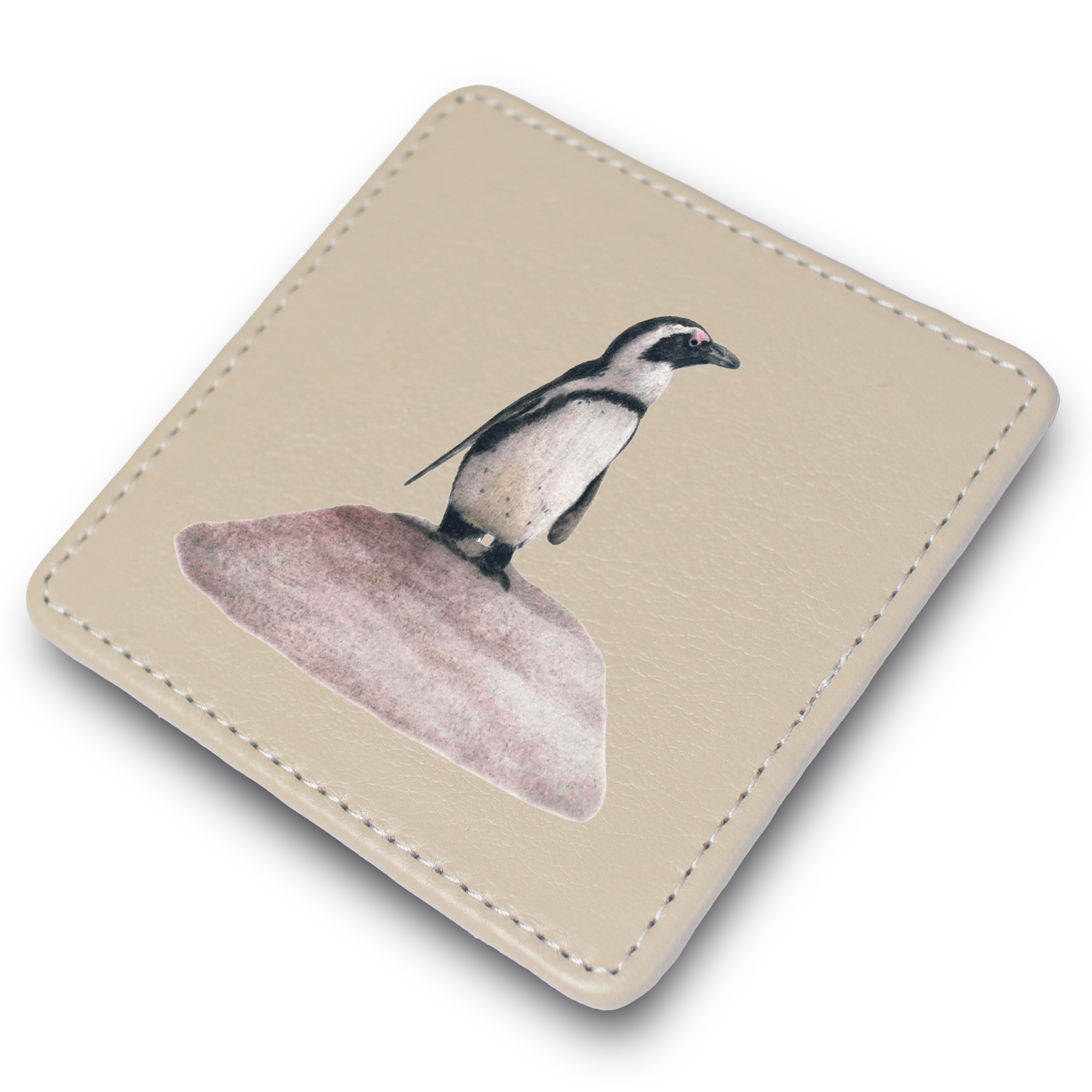 African Penguin Leather Coaster