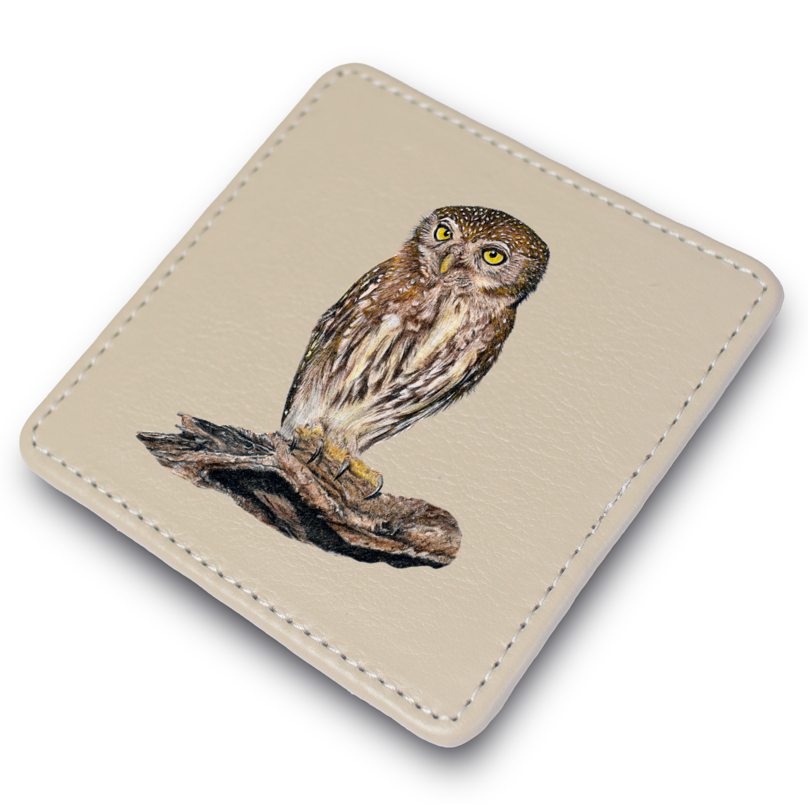 Pearl Spotted Owlet Leather Coaster