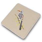 Red Billed Hornbill Leather Coaster