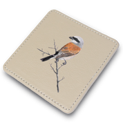 Red Backed Shrike Leather Coaster