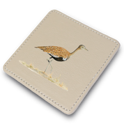 Red Crested Korhaan Leather Coaster