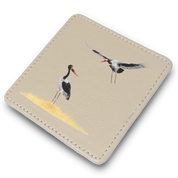 Saddle Billed Storks Leather Coaster